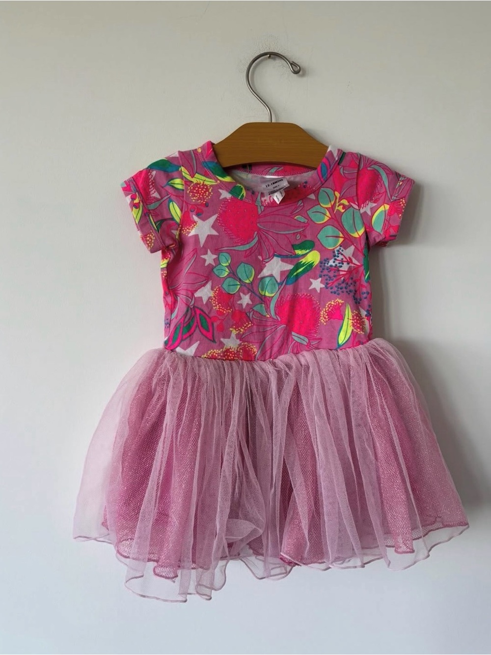 Bonds Pink Tulle Dress with Multicolor Floral Print